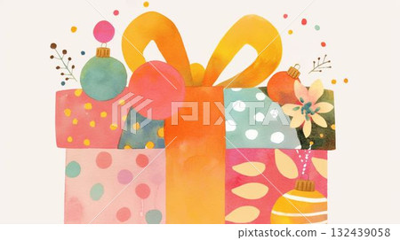 柔和的燈光包裹下的粉紅色禮盒 132439058