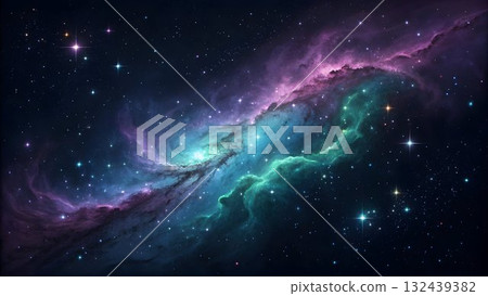 Electric Blue and Purple Nebula with Bioluminescent Dust 132439382