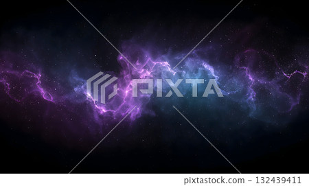 Radiant Nebula Swirl with Electric Blues, Purples, and Sparkling Bioluminescence 132439411