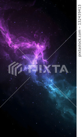 Deep Cosmic Nebula Swirl with Electric Purples and Bioluminescent Dust 132439413