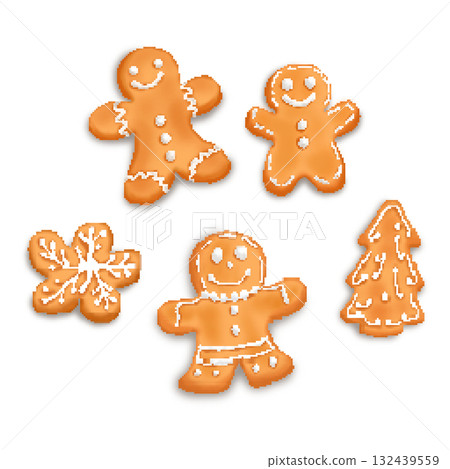 Pixel art gingerbread cookies with icing 132439559