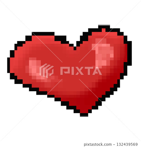 Pixel art red heart icon retro style Pixel art red heart icon retro style 132439569