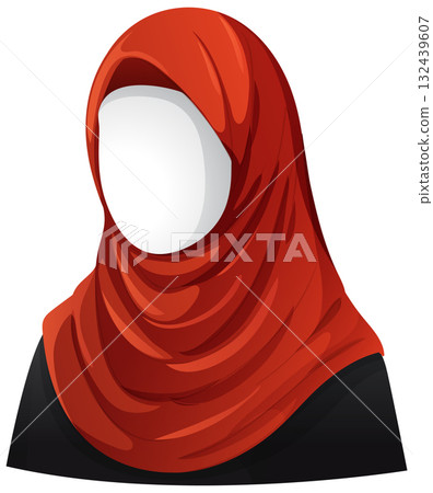 Faceless Woman in Red Hijab Vector Portrait Faceless Woman in Red Hijab Vector Portrait 132439607