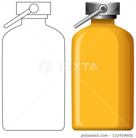 Yellow Product Bottle with Metal Cap Vector Illustration 132439608