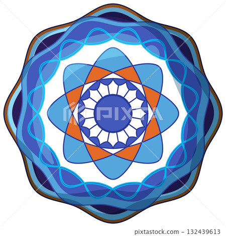 Geometric Blue Mandala with Symmetrical Abstract Pattern Geometric Blue Mandala with Symmetrical Abstract Pattern 132439613