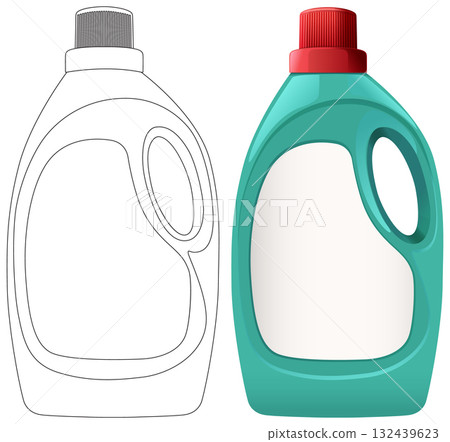 Vector Illustration of Plastic Detergent Bottle with Handle Vector Illustration of Plastic Detergent Bottle with Handle 132439623