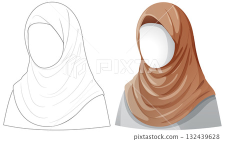 Vector Illustration of Woman Wearing Brown Hijab 132439628