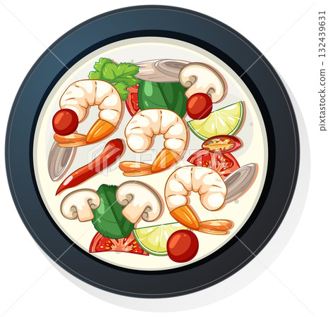 Shrimp Tom Yum Soup with Fresh Vegetables in Bowl Shrimp Tom Yum Soup with Fresh Vegetables in Bowl 132439631