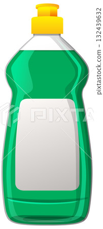 Green Dish Soap Bottle with Yellow Cap Vector Illustration 132439632