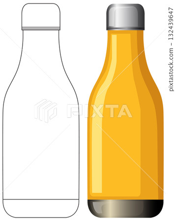 Yellow Sauce Bottle Vector with Outline and Color Fill Yellow Sauce Bottle Vector with Outline and Color Fill 132439647