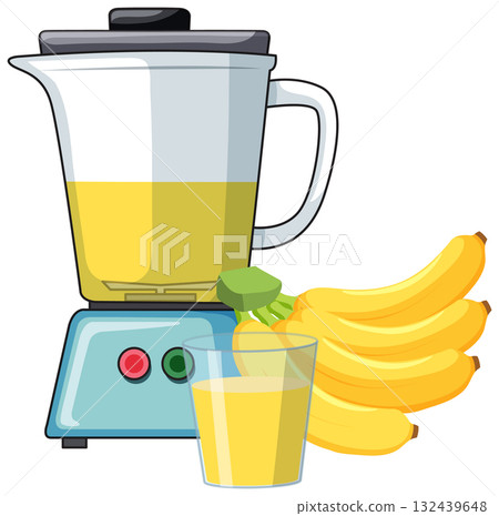 Banana Smoothie Preparation with Blender and Fresh Bananas Banana Smoothie Preparation with Blender and Fresh Bananas 132439648