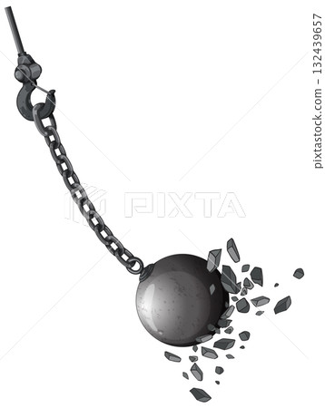 Wrecking Ball Smashing Through Concrete Debris Vector Illustration Wrecking Ball Smashing Through Concrete Debris Vector Illustration 132439657
