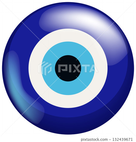 Blue Evil Eye Amulet Vector Illustration with Glossy Effect Blue Evil Eye Amulet Vector Illustration with Glossy Effect 132439671