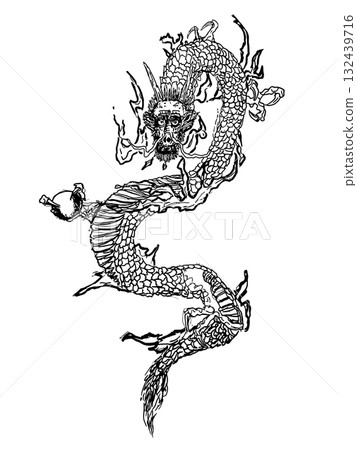 Dragon (line drawing illustration) Dragon (line drawing illustration) 132439716