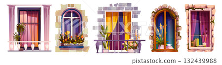 Decorative window shutter set Decorative window shutter set 132439988