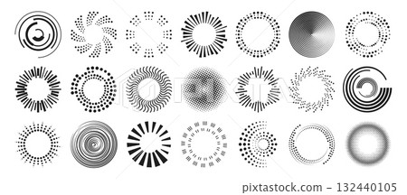 Abstract round patterns set isolated on background 132440105