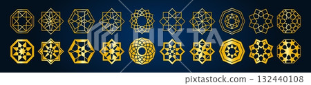 Ramadan ornament icons with geometric patterns Ramadan ornament icons with geometric patterns 132440108