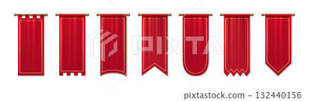 Red medieval pennant banners 132440156