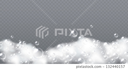 Floating foam cloud with soap spheres Floating foam cloud with soap spheres 132440157