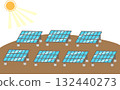 Mega solar facility | Illustration of a landscape with solar panels lined up 132440273