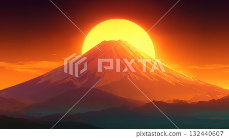 Beautiful scenery of the first sunrise of the year and Mt. Fuji Beautiful scenery of the first sunrise of the year and Mt. Fuji 132440607