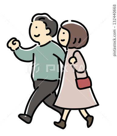 A couple walking to their destination_Color 132440668