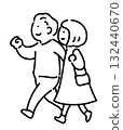 A couple walking to their destination_Line drawing 132440670