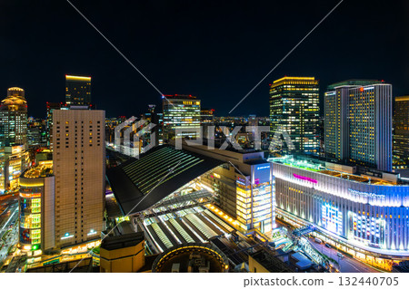 Night view of JR Osaka Station and skyscrapers Night view of JR Osaka Station and skyscrapers 132440705