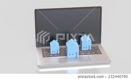The Blue house for Property or Building concept 3d Rendering. The Blue house for Property or Building concept 3d Rendering. 132440795