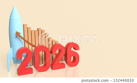 The Rocket and 2026 Chart for Business concept 3d Rendering. 132440810