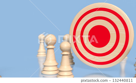 The Bull eye Target Point and chess for Business concept 3d Rendering. The Bull eye Target Point and chess for Business concept 3d Rendering. 132440811