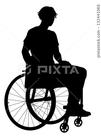 Silhouette of Man Sitting in Wheelchair 132441068