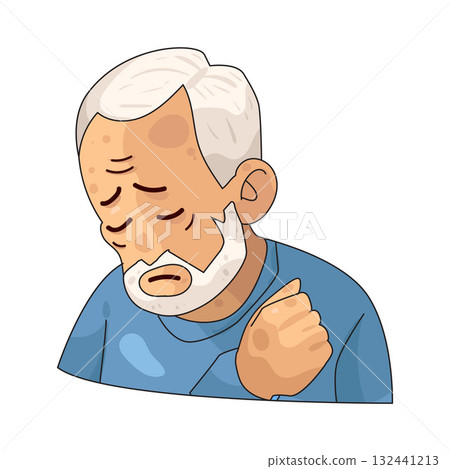illustration of Old Man Sick from Smoking 132441213