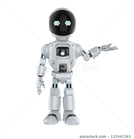 cute and small artificial intelligence personal assistant robot open hand 132441363