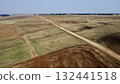 Aerial View of Rural Farmland with Dirt Road and Cattle Grazing in Dry Season 132441518