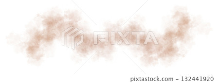 Wide panoramic fragment of dust and sand cloud with transparent background, realistic brown haze texture as part of desert sandstorm and wind erosion scene Wide panoramic fragment of dust and sand cloud with transparent background, realistic brown haze texture as part of desert sandstorm and wind erosion scene 132441920