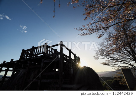 春天的苗木城跡天守閣遺跡 132442429