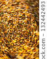 Swirling autumn leaves creating vibrant circular motion effect 132442493