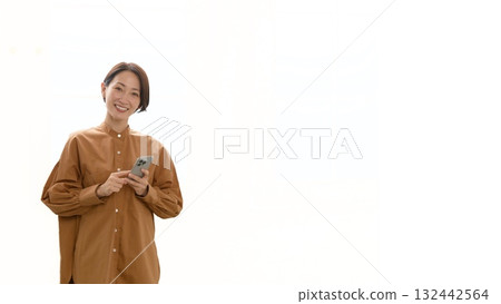 Cut-out text for mobile phone female image 132442564