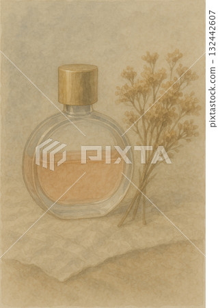 圓形香水瓶配乾燥花｜柔光水彩風格寫真拍攝 132442607