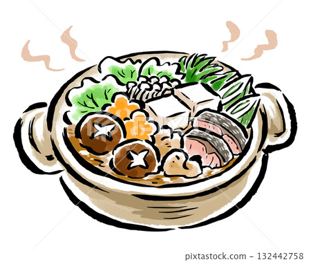 Yosenabe - Hand-drawn brush stroke illustration Yosenabe - Hand-drawn brush stroke illustration 132442758