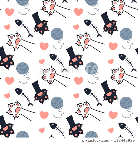 kitten seamless pattern kitten seamless pattern 132442989