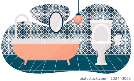 bathroom interior illustration 132443092