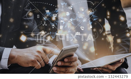 Digital business ecosystem with tech elements Marrow 132443279