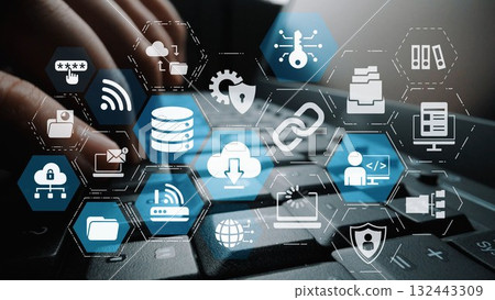 Managing online documents cloud storage and digital file security icons Funnel Managing online documents cloud storage and digital file security icons Funnel 132443309