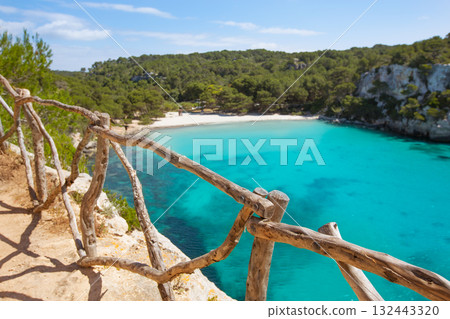 Cala Macarella Menorca turquoise Balearic Mediterranean 132443320