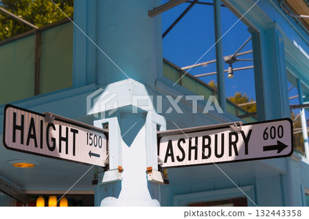 San Francisco Haight Ashbury street sign junction California 132443358