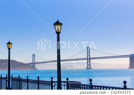 San Francisco Bay bridge from pier 7 California San Francisco Bay bridge from pier 7 California 132443371