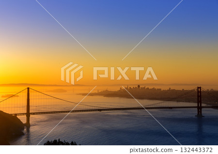 Golden Gate Bridge San Francisco sunrise California 132443372