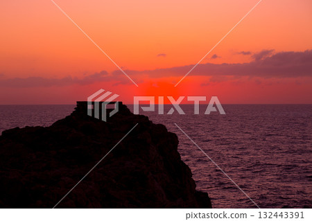 Ciutadella Menorca at Punta Nati orange sunset Ciutadella Menorca at Punta Nati orange sunset 132443391